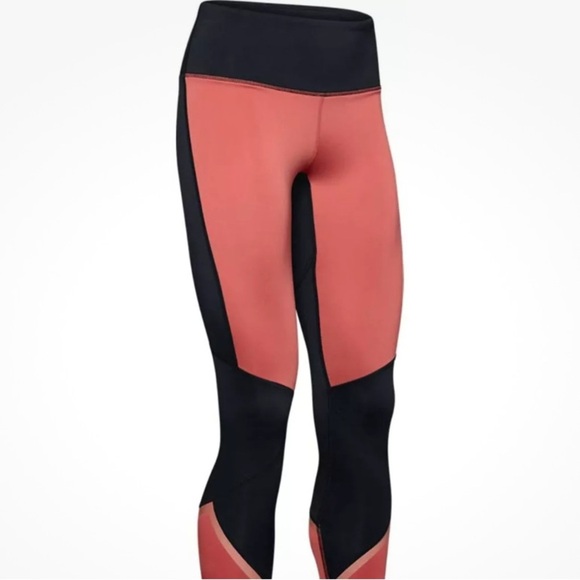 Under Armour ColdGear Women’s Compression Leggings Black & Coral Red Size Small - Picture 2 of 9